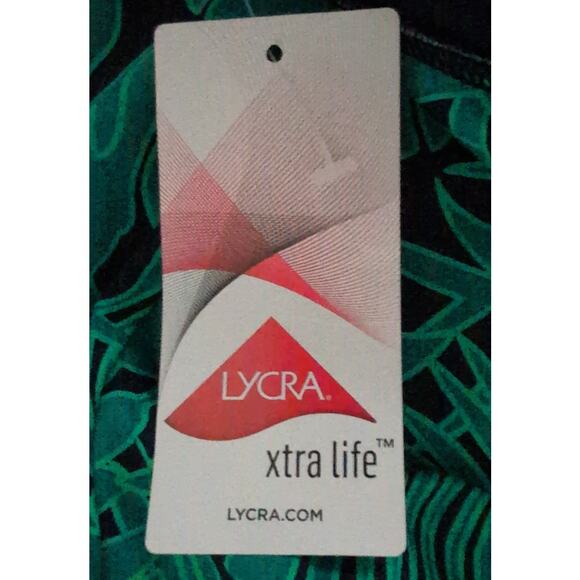 Lands End Swimsuit 16 Green Navy Blue Floral Swim Dress One Piece Padded Brief - Picture 7 of 7